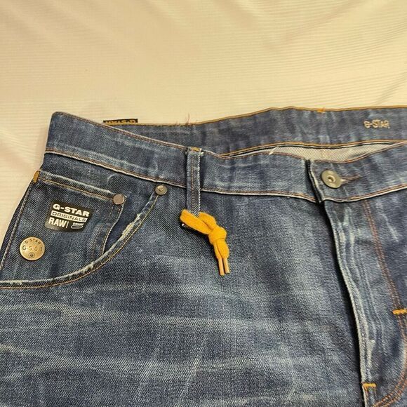 G Star Raw Dark Wash Whiskered Tapered Denim Jeans Size 38 X 34 - Picture 6 of 9